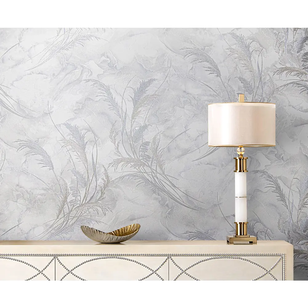 Обои Anturage Tenero серые с растительным орнаментом 89414272 STLM-1572247 - Вид №3