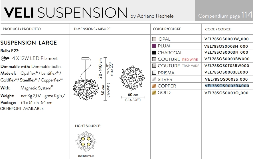 Slamp VELI VEL78SOS0003RA000 COPPER люстра подвесная 104821 - Вид №2