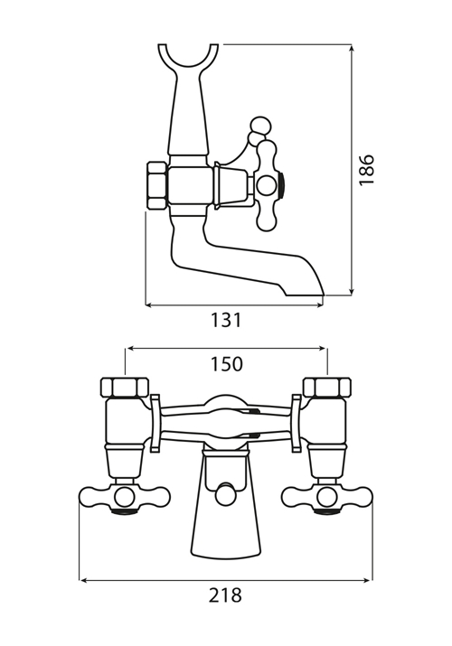 1447564 Смеситель Для Душа И Ванны Hampton Chrome Hafa  Хромированный  - Вид №1