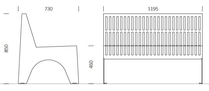 Скамья из нержавеющей стали со спинкой BENKERT BANKE Chalidor ARCH-00084142 - Вид №2