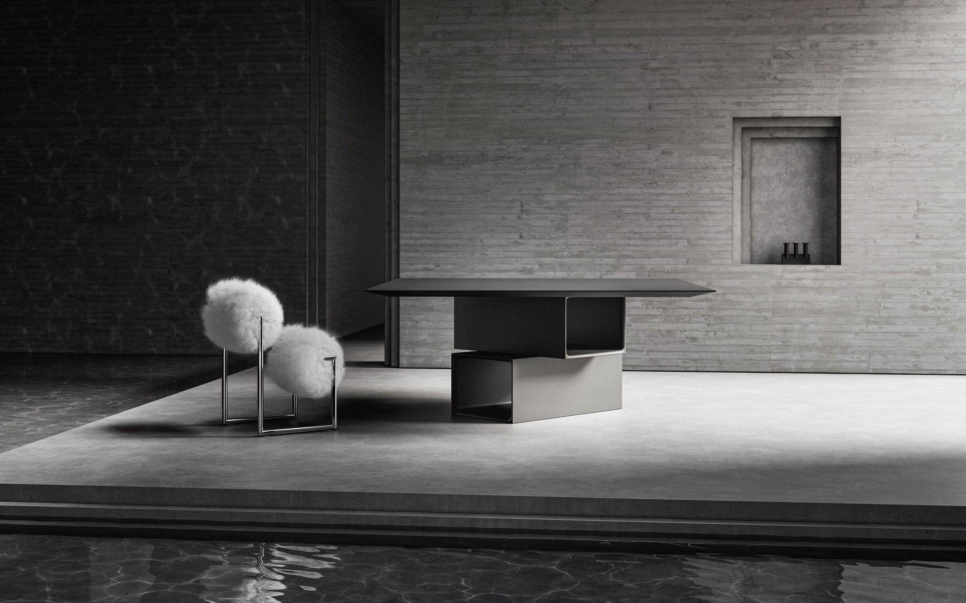 Бетонный квадратный стол PULKRA плакат ARCH-00062328 - Вид №8