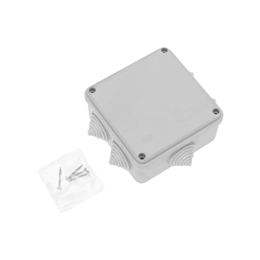 Распределительная коробка открытая Rexant 28-3058 100x100x50 мм 6 вводов IP44 цвет серый Santreyd STLM-2182810 - Вид №1