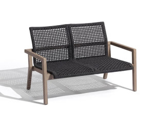 Веревочная садовая скамейка со спинкой и подлокотниками