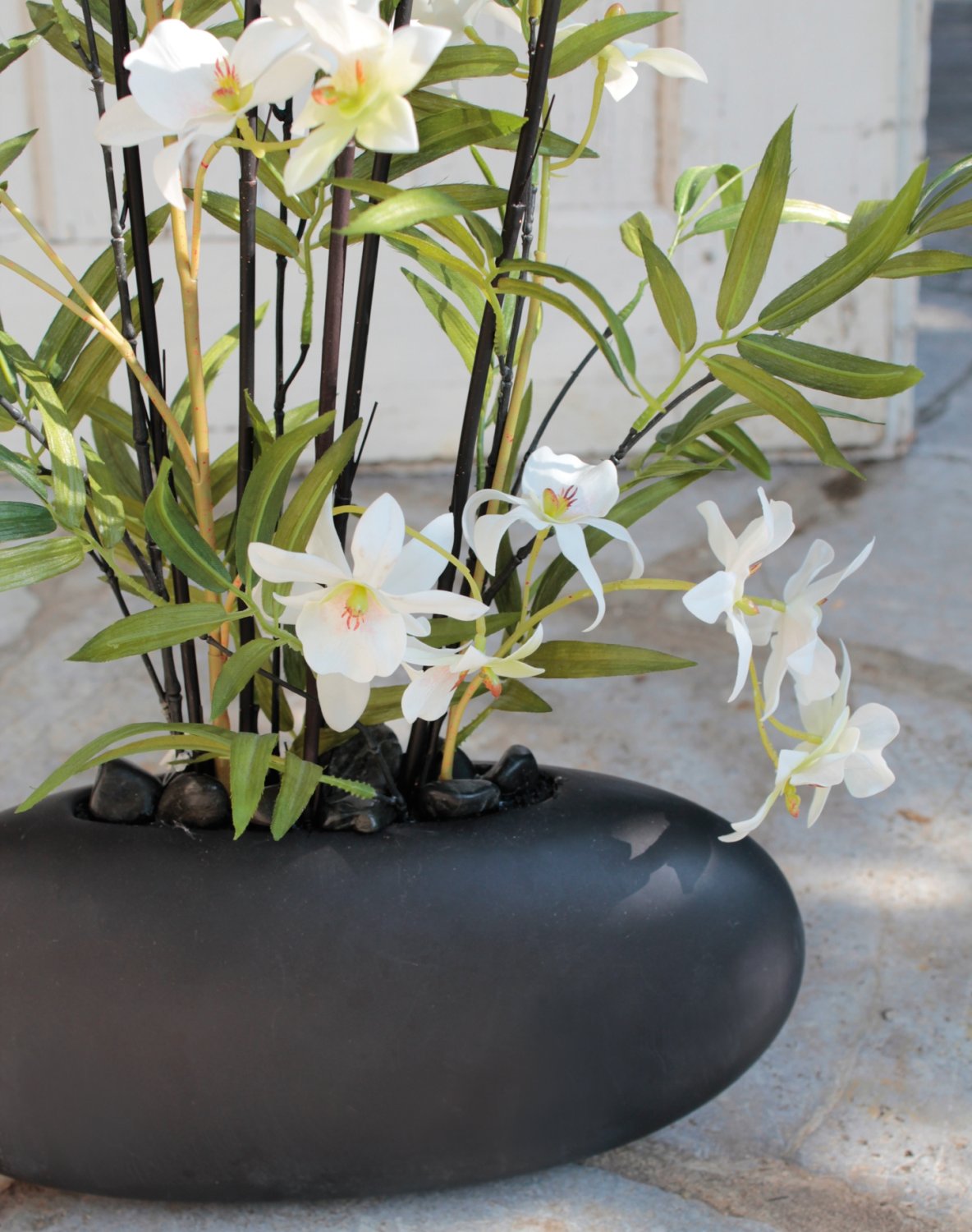 2782 778 a3 Искусственная орхидея дендробиум и бамбук в керамическом горшке, 65 см, real touch soft, бежево-белый H-andreas 