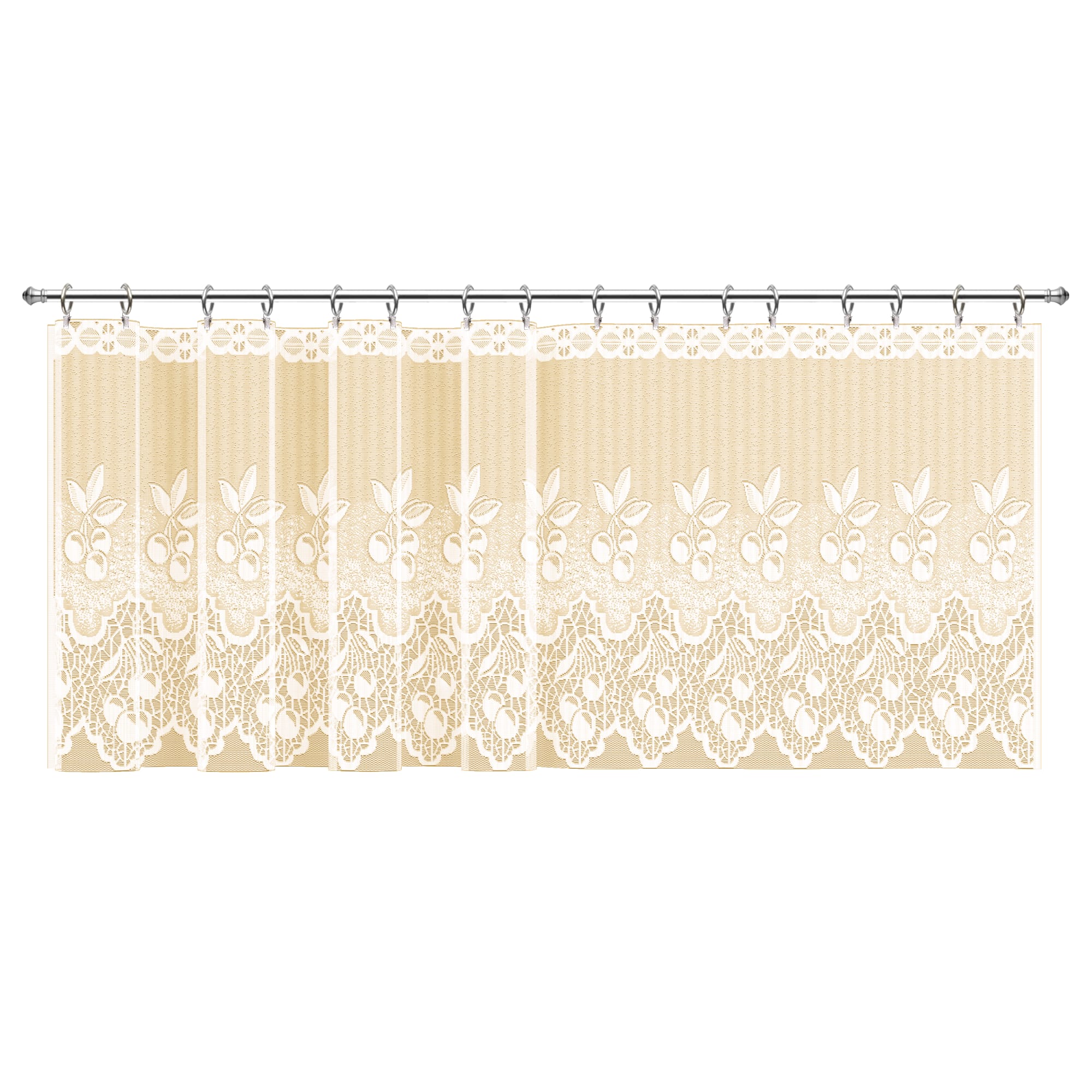 14201401 Занавеска для кухни «Ягода», 145х70 см, жаккард, цвет молочный Santreyd 