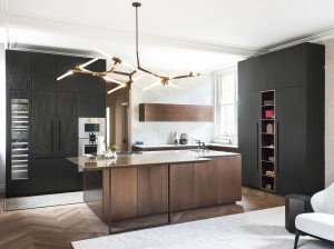 Кухня на заказ с островом без ручек