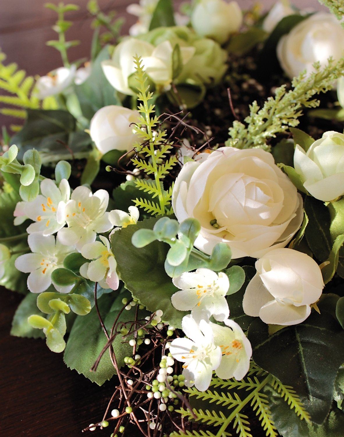 3162 778 a3 Искусственный венок 'Лютик-восковое растение', Ø 35 см, бежево-белый H-andreas  - Вид №2