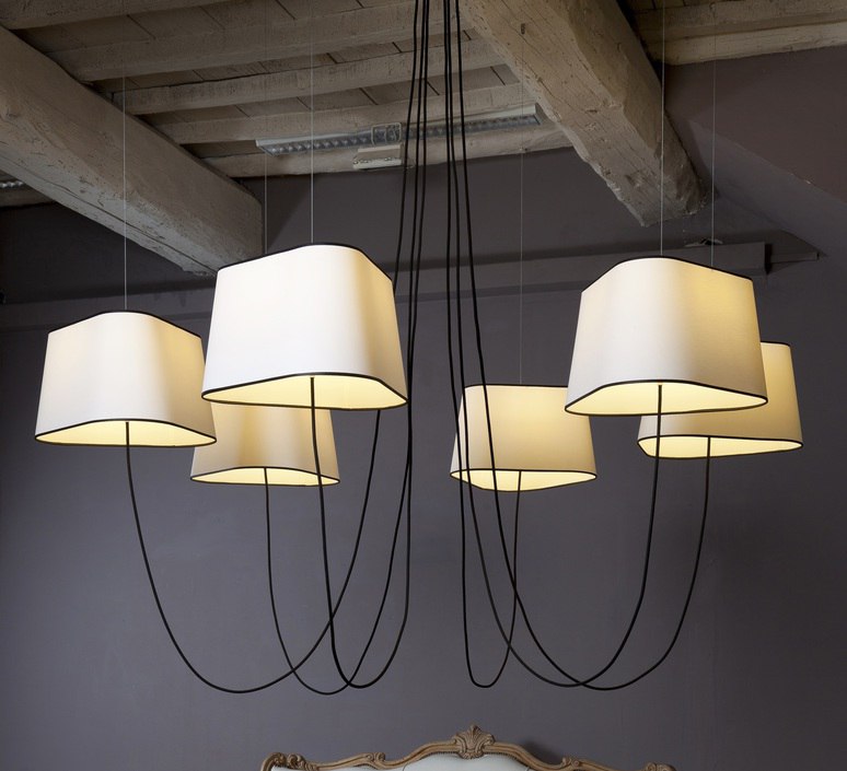 Designheure Lustre 6 Petit Nuage Blanc bordure noire люстра подвесная 104226 - Вид №1