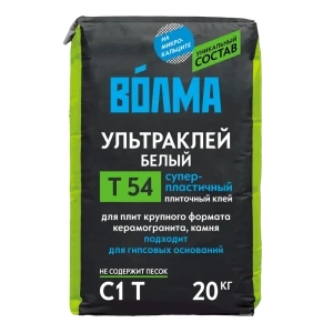 91751815 Клей для крупно-форматной плитки Волма C1 T Ультраклей 20кг белый STLM-0945152