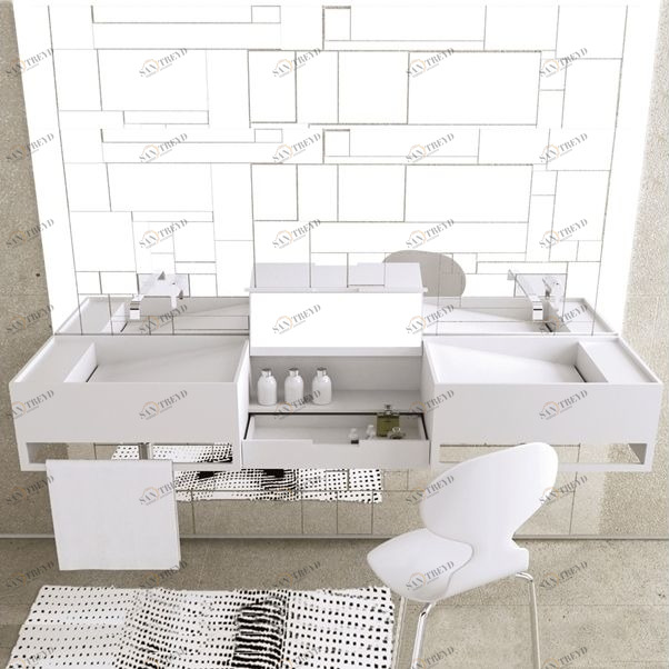 Moma Design Раковина двойная с ящиком Double Coifeuse белая CFDBL