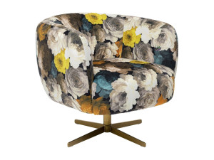 Тканевое вращающееся кресло с подлокотниками