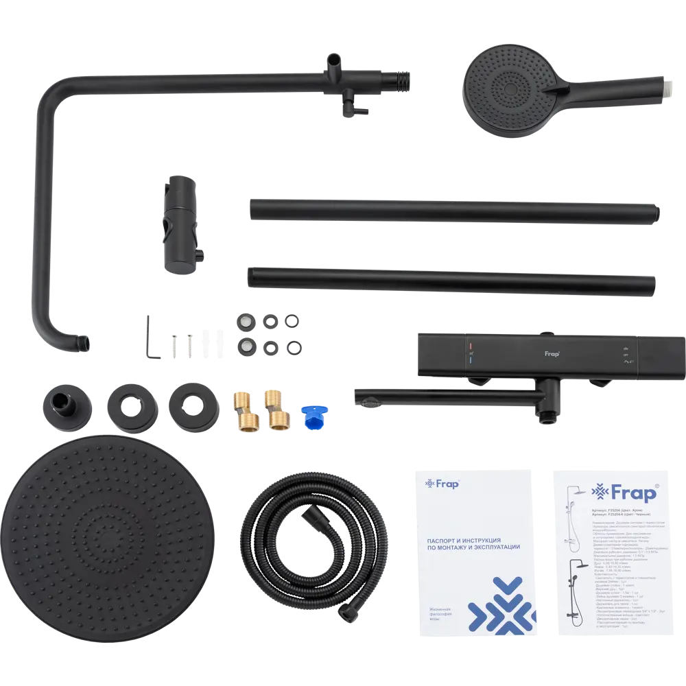 Душевая система FRAP Arne с термостатом - черный хром 89370460 STLM-1390681 - Вид №13