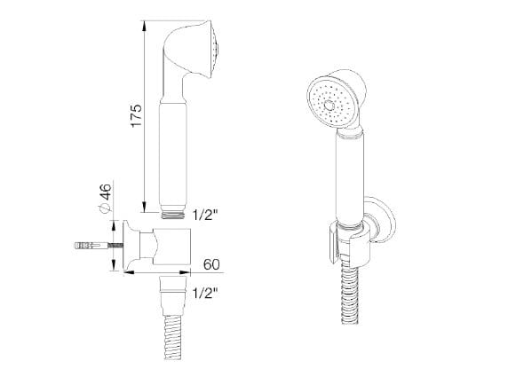 Хромированный латунный настенный ручной душ с шлангом для душа rvb TIMES ARCH-00093865 - Вид №2