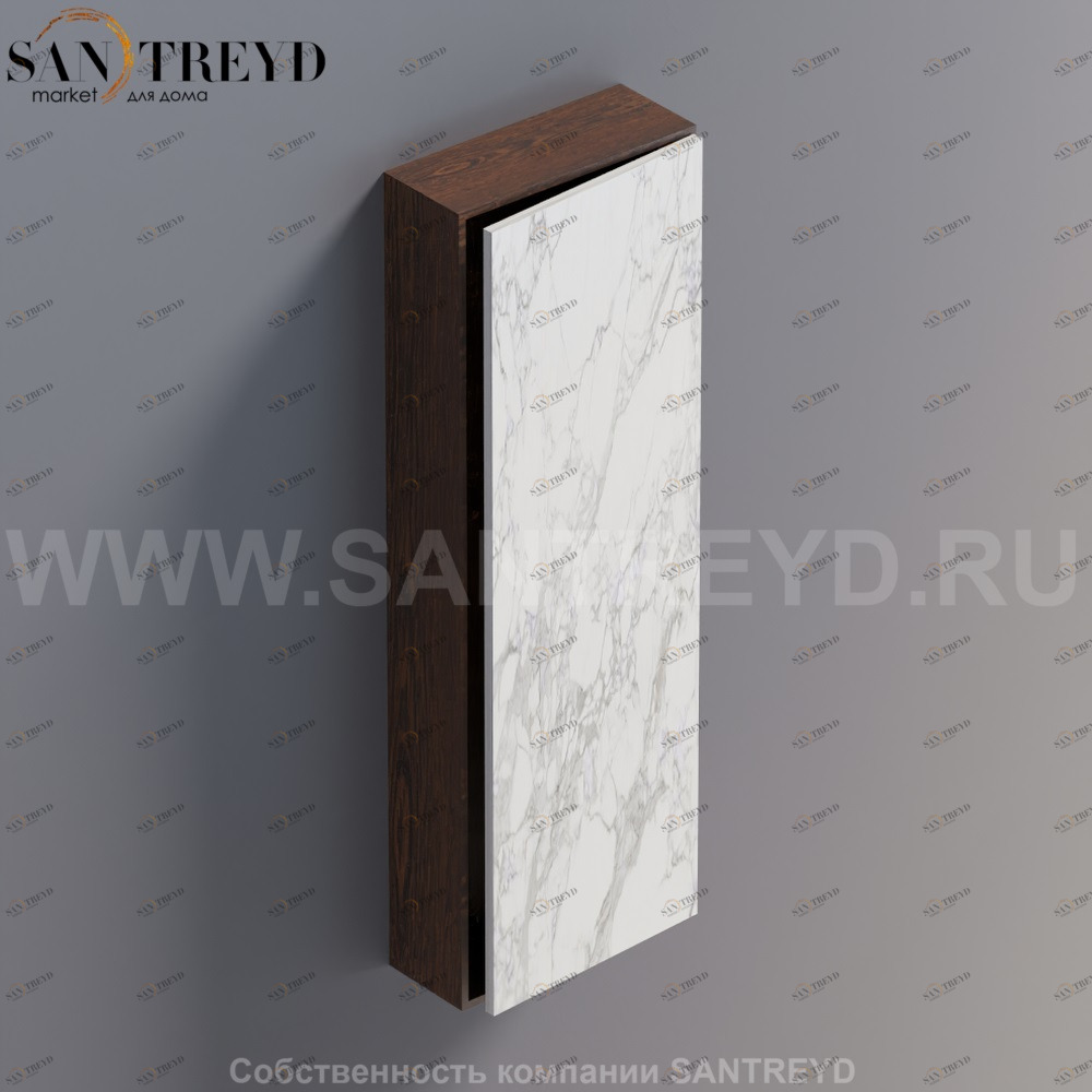 LIFT Модульный шкаф 120 см с правой дверью на доводчиках. Модули могут располагаться горизонтально и вертикально. Отделка: коричневый дуб и белый мрамор. AMOB054MCRUDX Agape