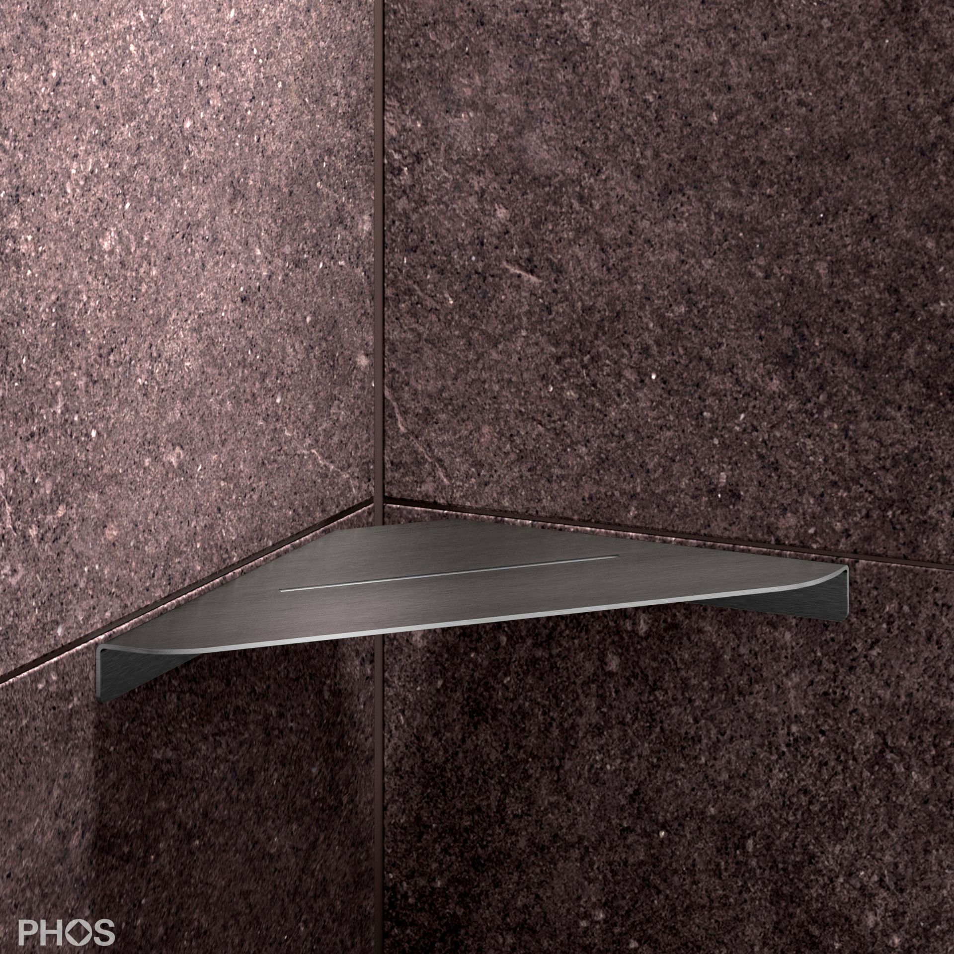 DAE230 Привинчиваемая угловая душевая полка, 23 x 23 см, шлифованная вручную PHOS 