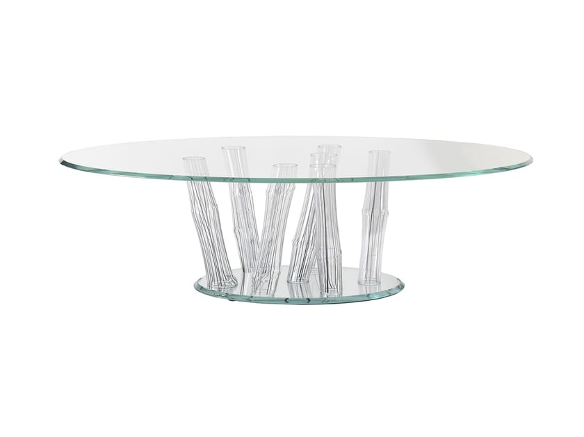 Круглый стеклянный журнальный столик для гостиной REFLEX Бамбук ARCH-00076372