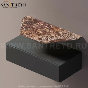 Agape ELL Подвесная столешница с возможностью установки 1-2 раковины. Размер: длина от 100 см до 120 см. Отделка: коричневый мрамор AELLN1MAA1012DD