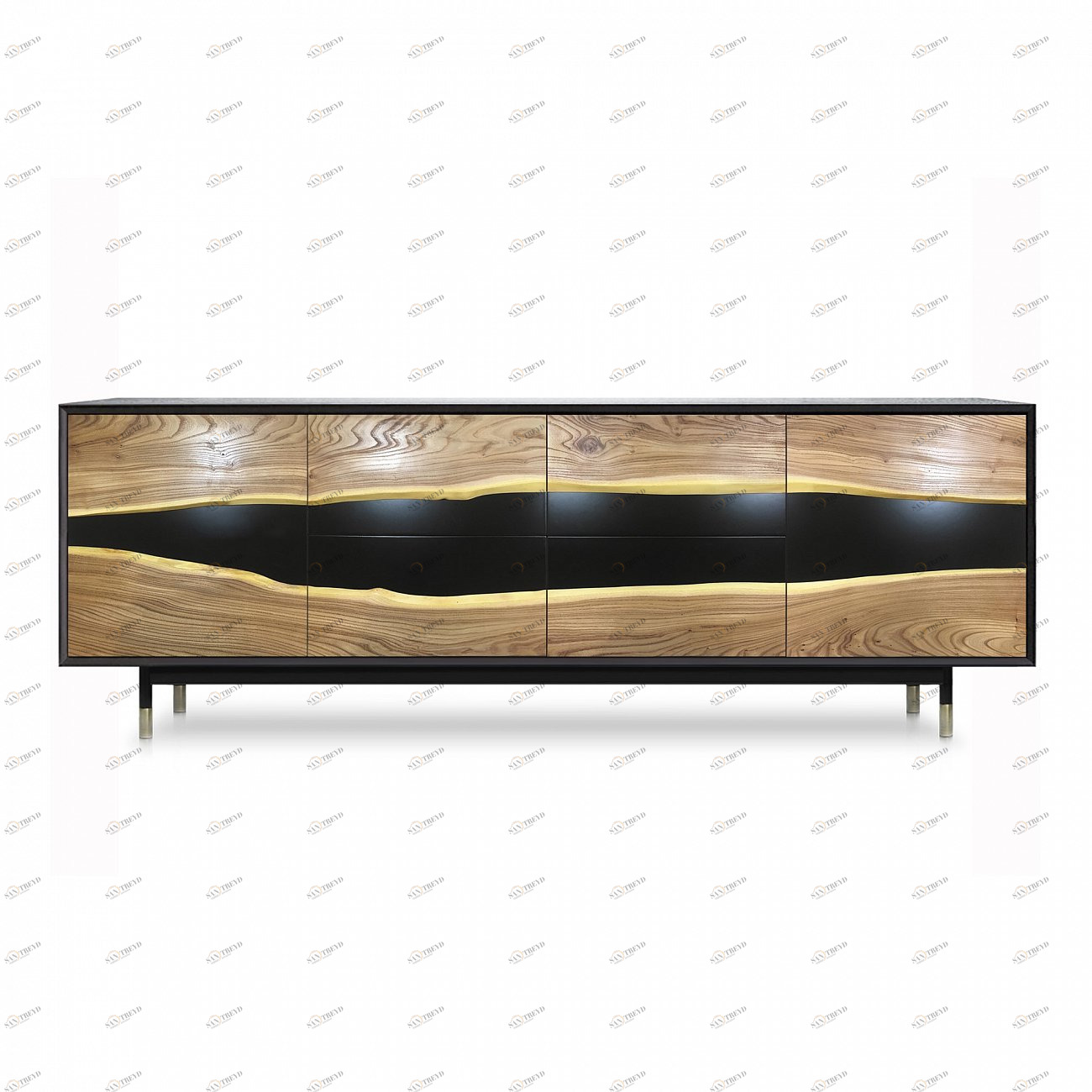 Тумба длинная с 4 ящиками карагач натуральный Quagga ACWD QUAGGA 00-3981950 Черный 