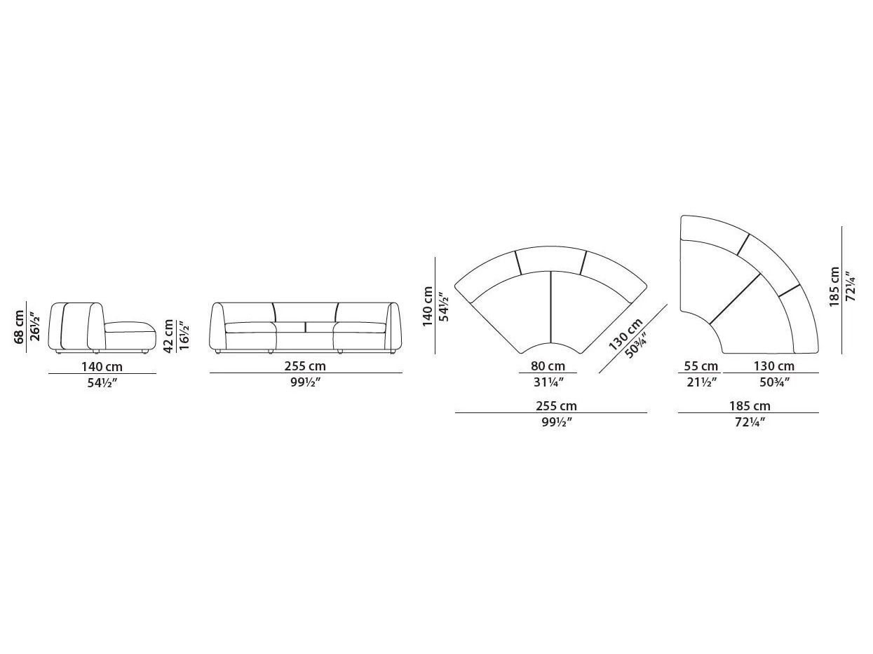 Кожаный модульный изогнутый диван Baxter Piaf ARCH-00022019 - Вид №10