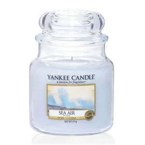 Свеча средняя в стеклянной банке "Морской воздух" Sea air 411 гр 65-90 часов YANKEE CANDLE  267991 Голубой