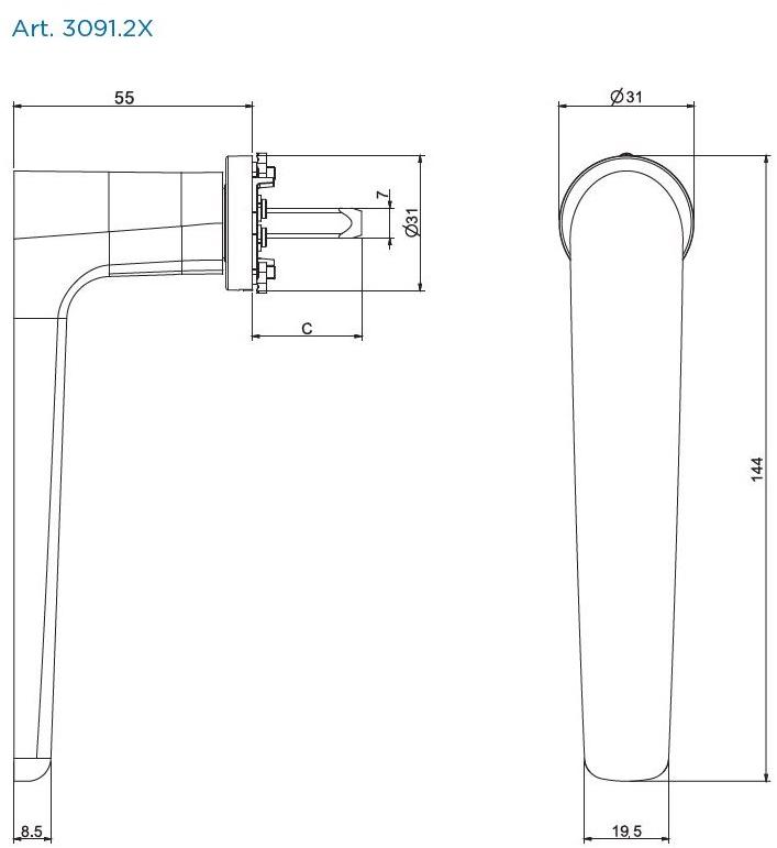 MASTER ITALY Оконная ручка из литого алюминия sun-id-1372872 - Вид №22