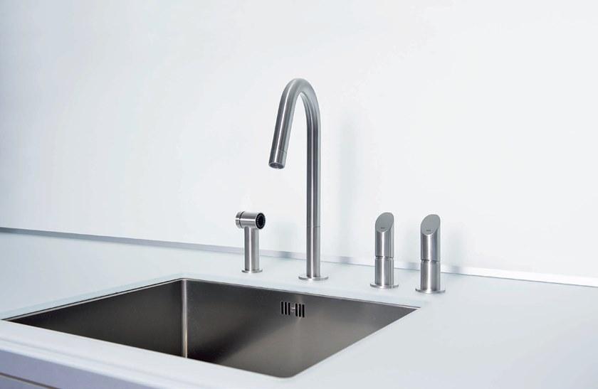 MGS Смеситель для кухни из нержавеющей стали, устанавливаемый на столешнице, с вытяжным душем T45 sun-id-1366341 - Вид №1