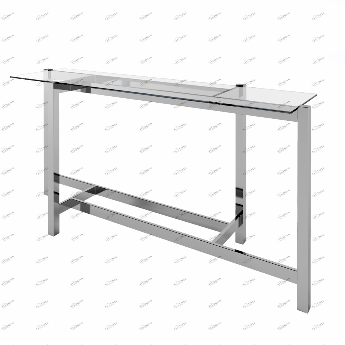 Консоль металлическая со стеклянной столешницей 76х160 см прозрачная Tommy DELIGHT COLLECTION  00-3883301 Прозрачный;хром 