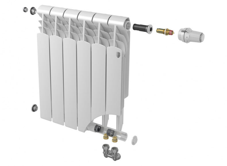 Биметаллический радиатор с нижним правым подключением Vittoria Super 500 VD - 4 секции Royal Thermo sun-id-646015 - Вид №1
