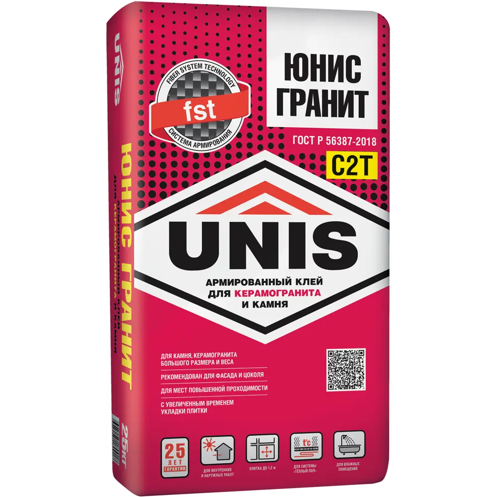 Клей для плитки Unis C2T Гранит - усиленный состав для сложных поверхностей 82115045 Юнис Гранит STLM-0019415