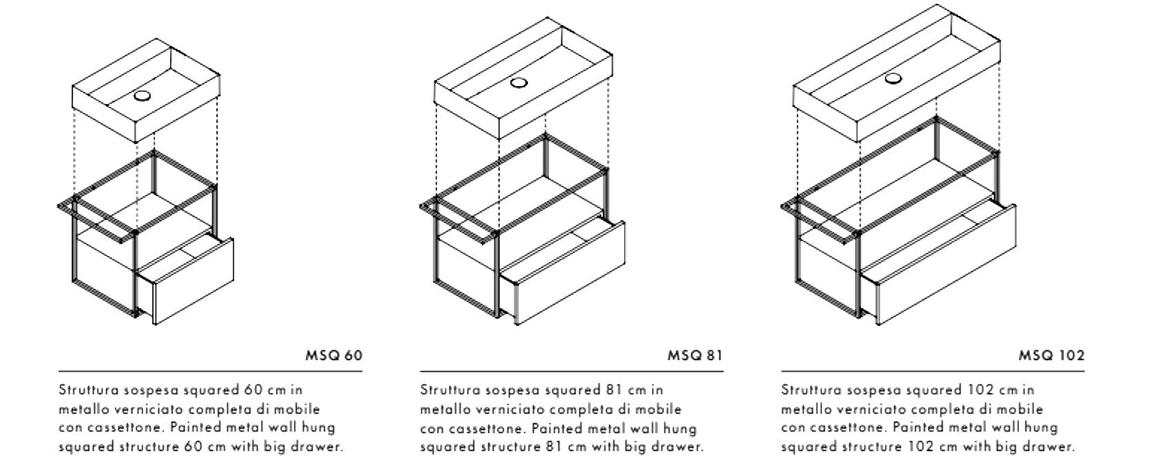 Подвесной умывальник с ящиками Azzurra Ceramica Elegance Croma ARCH-00091978 - Вид №5