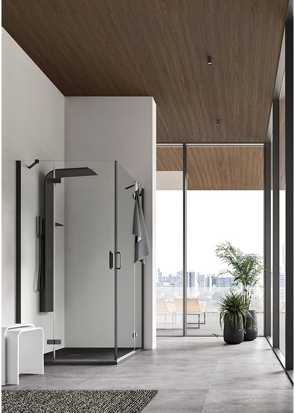 Стеклянная угловая душевая кабина с распашной дверью Gruppo Geromin Baly ARCH-00101413 - Вид №1