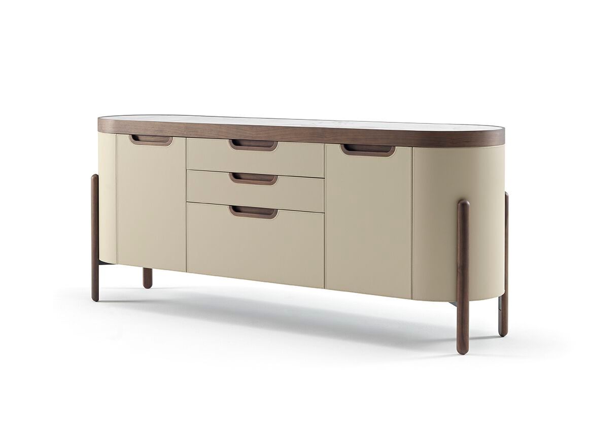 Шкаф с кожаной обивкой с дверцами и ящиками CEPPI Evergreen ARCH-00009433