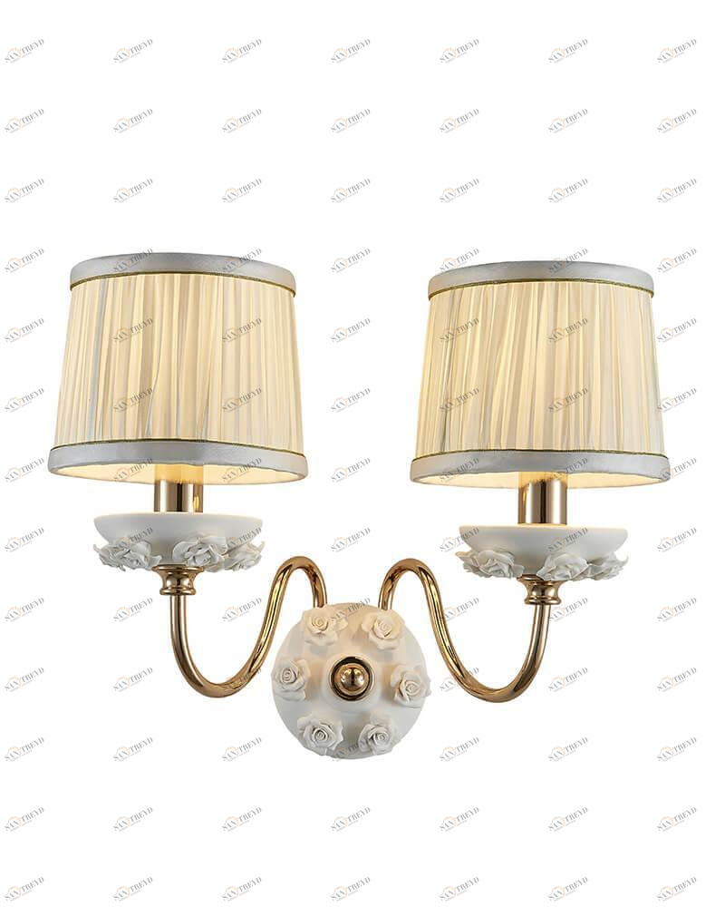 Бра с абажуром на 2 лампы белое "Эрин" 1030/2W-GD-WT LUMIEN HALL ЭРИН 00-3931618 Белый 