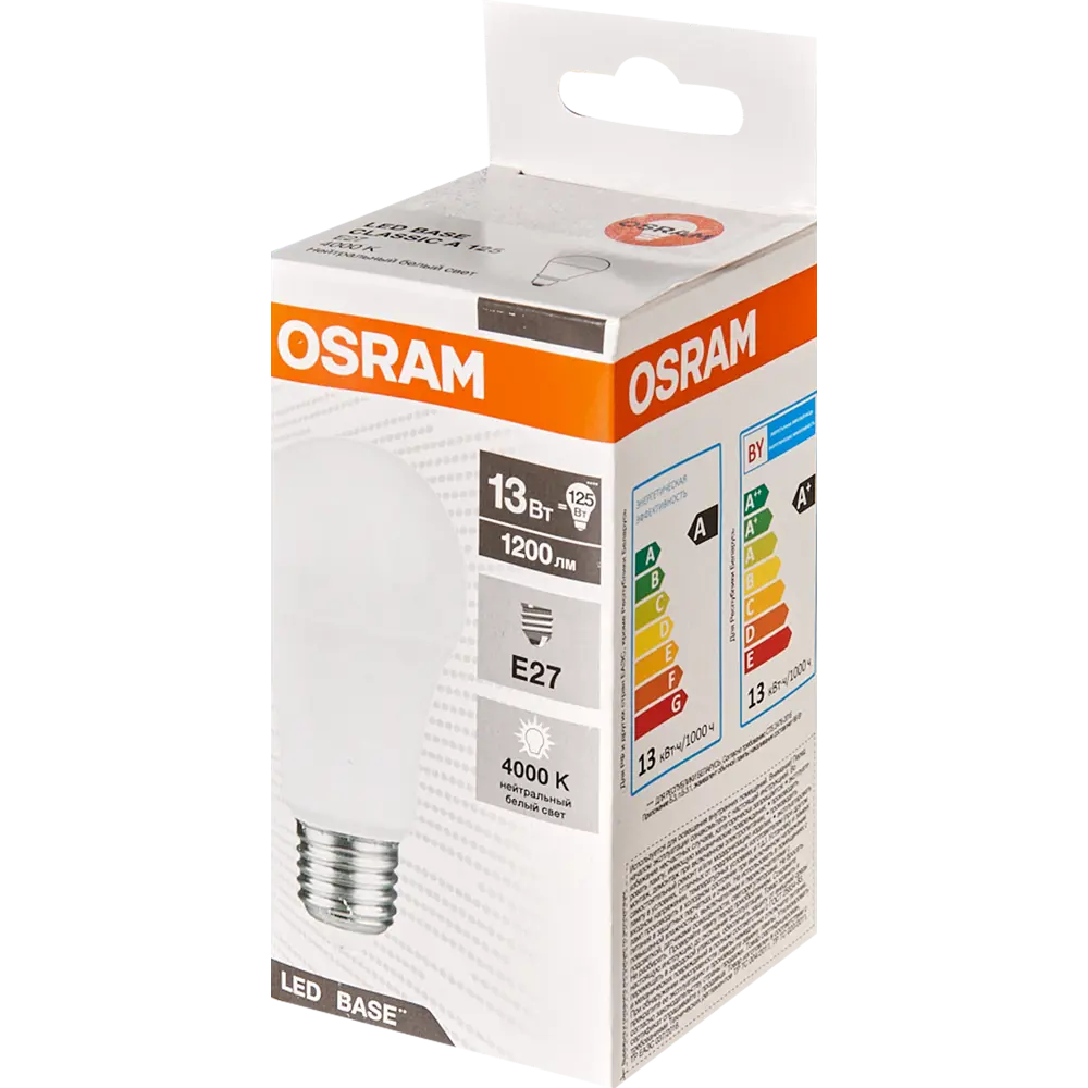 Лампа светодиодная Osram А60 E27 220-240 В 13 Вт груша матовая 1200 лм нейтральный белый свет 82837662 STLM-2200785  - Вид №4