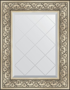 BY 4037 Зеркало с гравировкой в багетной раме - барокко серебро 106 mm EVOFORM Exclusive-G