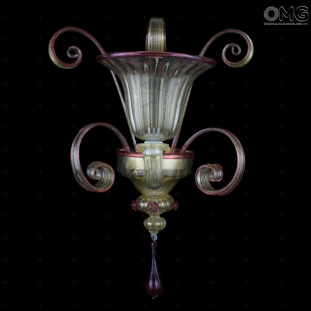 1272 ORIGINALMURANOGLASS Настенный светильник Бра Фоскари Аметист - Пастораль - муранское стекло OMG 25 см 