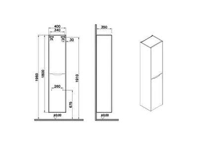Подвесная колонна для ванной комнаты с дверями VitrA Bathrooms Integra Square ARCH-00091479 - Вид №5
