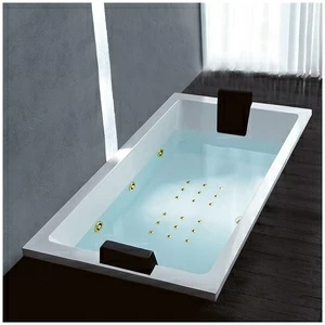 Ванна Gruppo treesse Quadra 181 ATC-V071Q-DX-GD белая с золотой фурнитурой и гидромассажем и аэромассажем прямоугольная встроенная правая