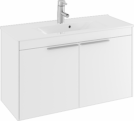 47381 Комплект мебели IFO Sense, тонкий умывальник, с двумя дверцами, компактный, Ш = 600 мм, Ш1 = 615 мм, темно-серый  - Вид №3