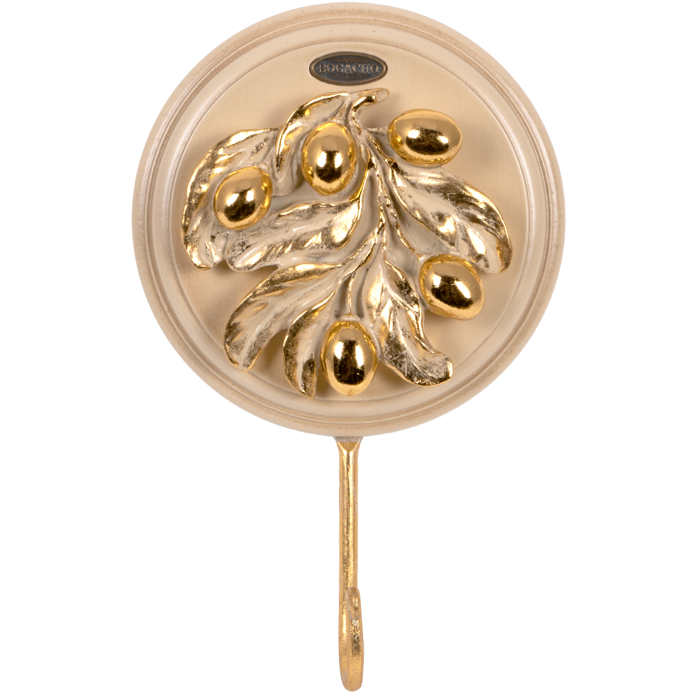 79049,75103 Крючок и рожок Oliva Branch Айвори Мраморное золото BOGACHO 4627196599871, 4656756150245 - Вид №1