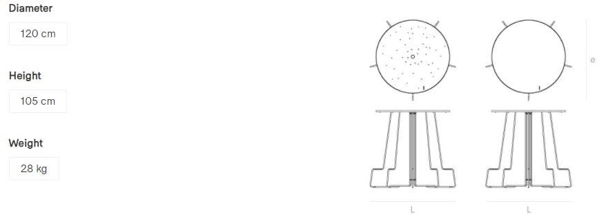 Высокий круглый алюминиевый садовый стол с порошковым покрытием Extremis Тики ARCH-00024452 - Вид №12