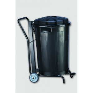 235000 DENOX Контейнер пластиковый черный с крышкой с педалью с тележкой на колесах 95 л. Черный