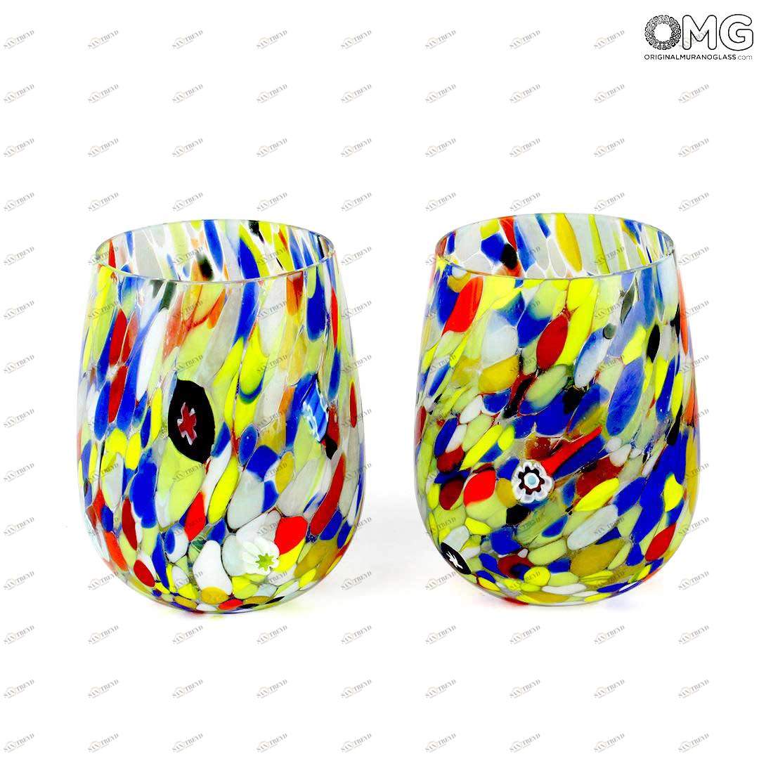 2940 ORIGINALMURANOGLASS Набор из 2 стаканов Карнавал - Carnevale - Original Murano Glass OMG 7 см 