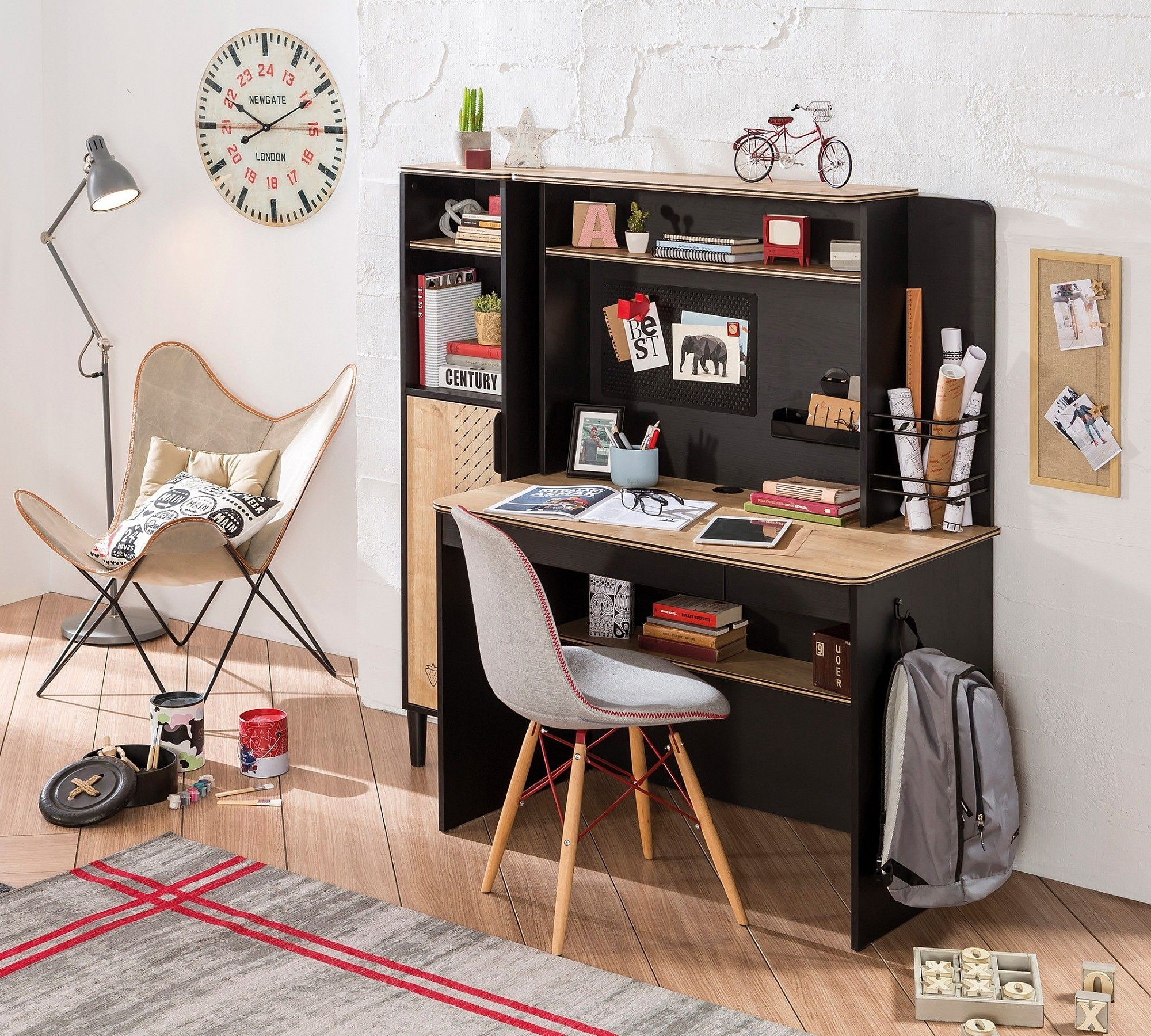 Надстройка для письменного стола с полками черная 108 см Black M CILEK BLACK 00-3832388 Черный Santreyd - Вид №3