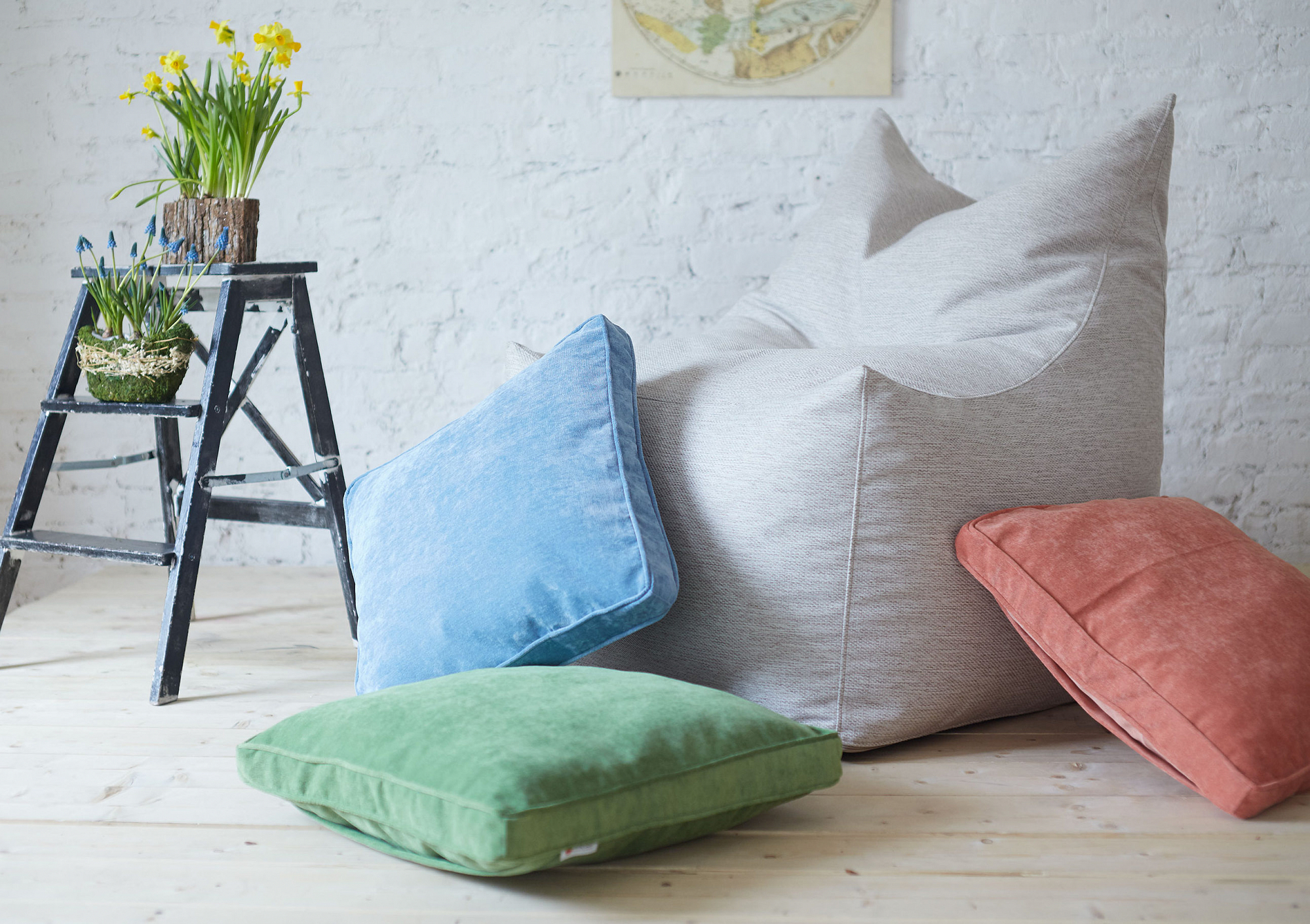 Бескаркасное кресло с ушками серое Brix Ash МАСТЕРСКАЯ КРЕСЛО  335263 Серый Santreyd  - Вид №3