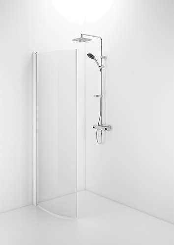 58800080 Гнутая дверь IFO Space SBVK, белые лакированные профили, прозрачное стекло с профилем ручки, SBVK 800