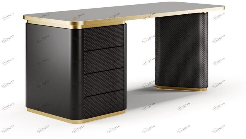 SM Living Couture Лакированный письменный стол с ящиками и кожаным основанием Couture Ofc_01