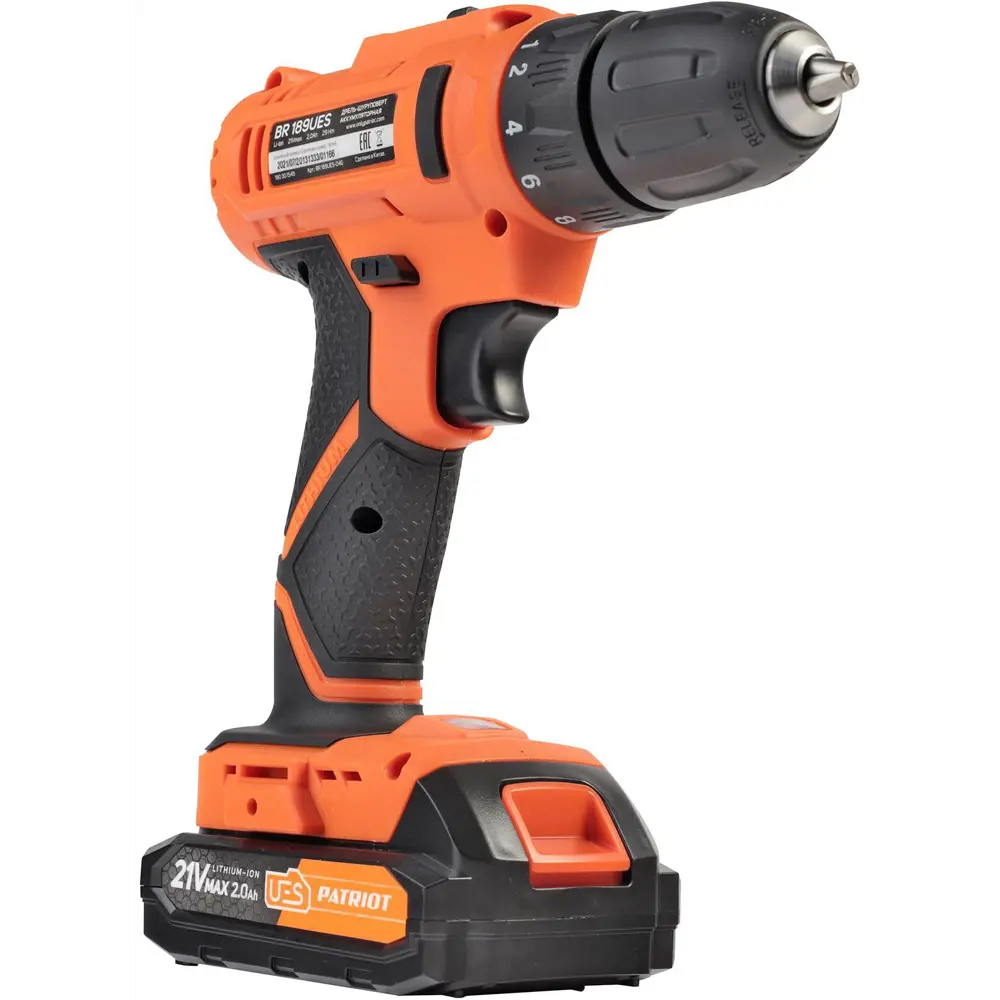 Дрель-шуруповерт аккумуляторная Patriot 189UES, 18 В Li-ion 2x2 Ач 88903133 STLM-2059668  - Вид №3