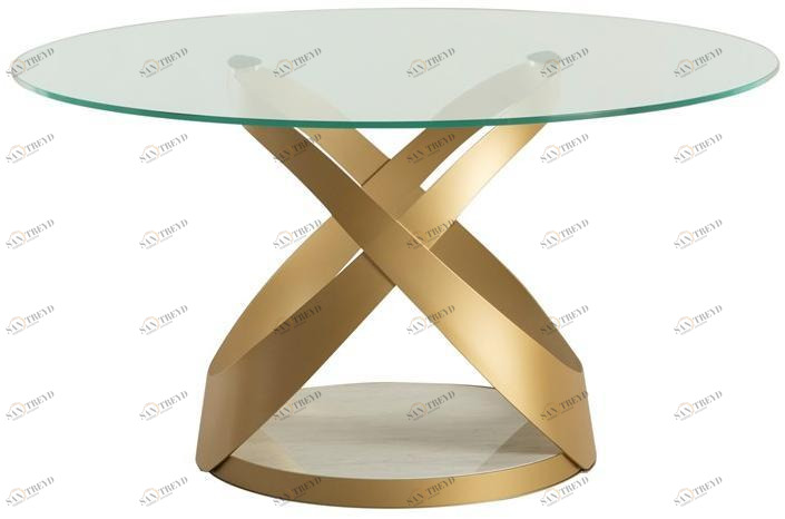 Tonin Casa Круглый стеклянный стол на металлической и мраморной основе  T8096 