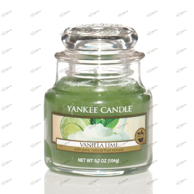 Свеча маленькая в стеклянной банке "Ваниль и Лайм Vanilla Lime" 104гр 25-45 часов YANKEE CANDLE ВАНИЛЬ 267887 Зеленый 